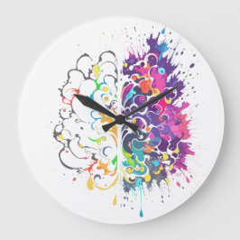 脳向離れき右脳クリエイティブアートワーク ラージ壁時計