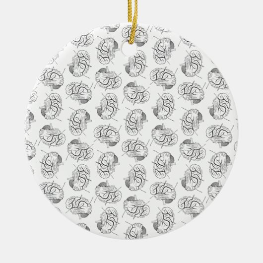 脳図ヴィンテージアーカスタムト背景色 セラミックオーナメント (正面)