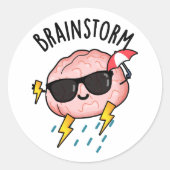 脳嵐おもしろい天気予報 ラウンドシール (正面)