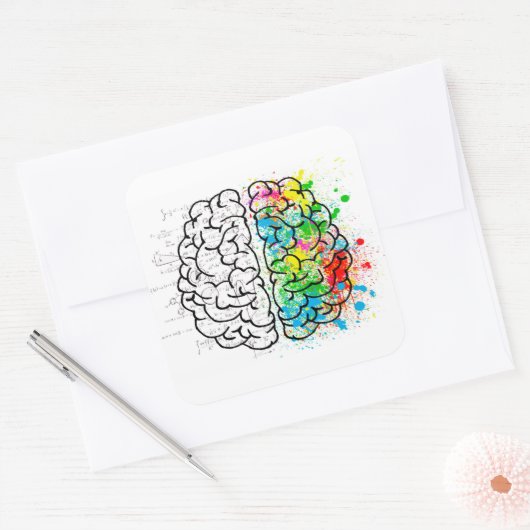 脳心心理学アイディアスケッチ スクエアシール (封筒)