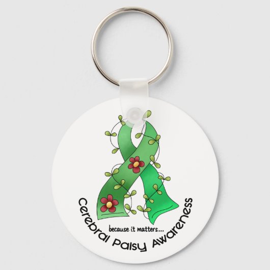 脳性まひフラワーリボン1 キーホルダー (正面)