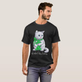 脳性まひ啓発月間 グリーンリボン 猫 Tシャツ (正面フル)
