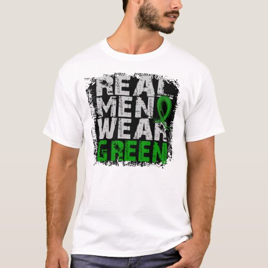 脳性麻痺の実質のメンズウェアの緑 Tシャツ (正面)