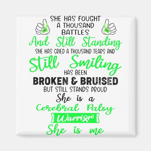 脳性麻痺の戦士の贈り物をサポート マグネット (正面)