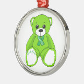 脳性麻痺の認識度のテディー・ベアプロダクト メタルオーナメント (左)