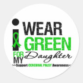 脳性麻痺私は私の娘のための緑のリボンを身に着けています ラウンドシール (正面)