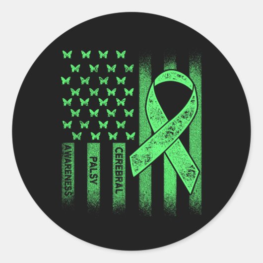 脳性麻痺Cp認識度Usaフラッグウォリアー ラウンドシール (正面)