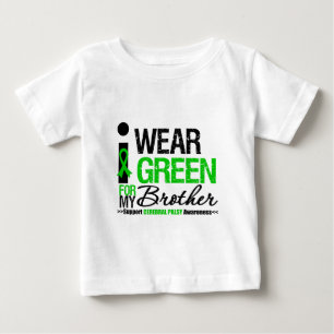 脳性麻痺I衣服グリーンリボンfor My Brother ベビーTシャツ