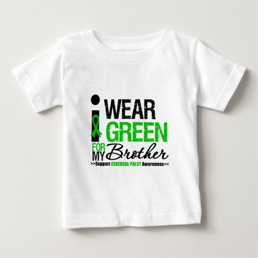 脳性麻痺I衣服グリーンリボンfor My Brother ベビーTシャツ (正面)
