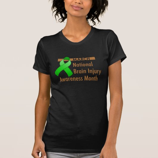 脳損傷の認識度月の暗闇のワイシャツ Tシャツ (正面)