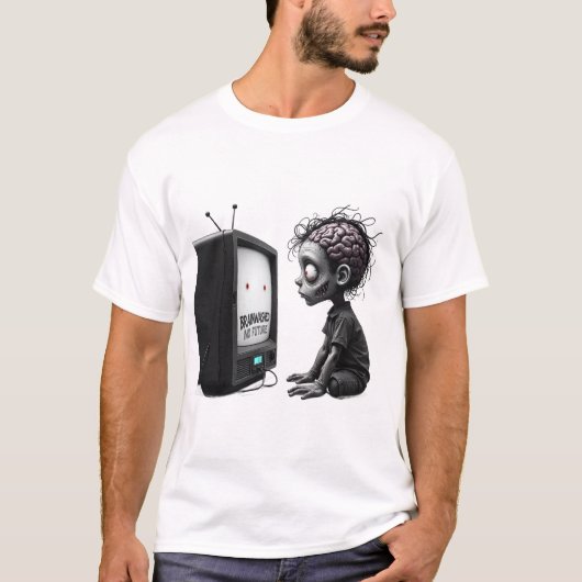 脳洗浄なし未来 – Edgyダークグラフィックティー Tシャツ (正面)