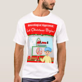 脳神経医も納得のクリスマスデザイン:MRIでスキャンされるサンタクロース Tシャツ (正面)
