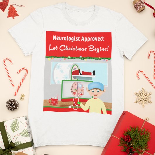 脳神経医も納得のクリスマスデザイン:MRIでスキャンされるサンタクロース Tシャツ