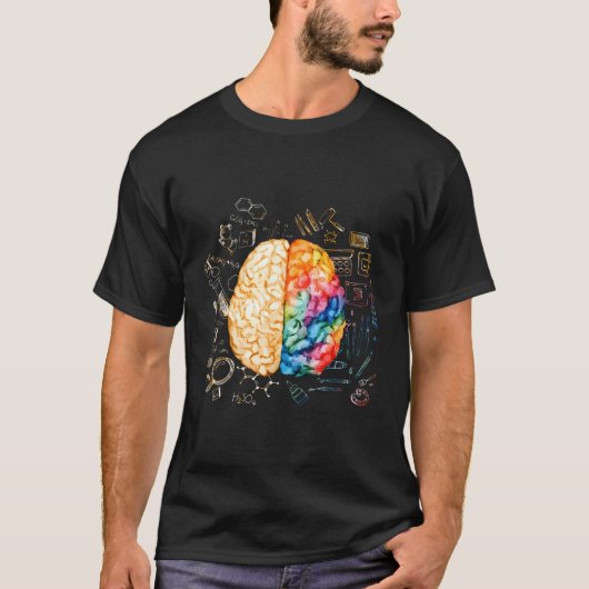 脳科カラフル学・神経科学ニューロロジ Tシャツ (正面)
