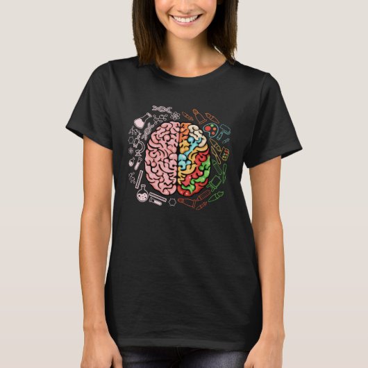 脳科学カラフル神経科学神経科医 Tシャツ (正面)