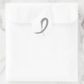 脳腫瘍のグレーリボンA4 ラウンドシール (バッグ)