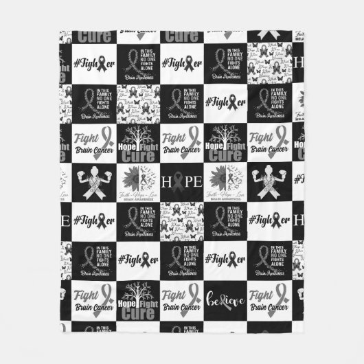 脳腫瘍の毛様子脳腫瘍の治療に向けて闘う フリースブランケット (正面)