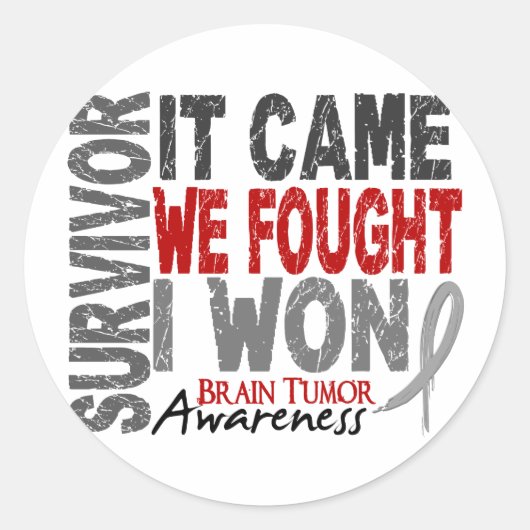 脳腫瘍の生き来残り私は勝った ラウンドシール (正面)
