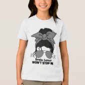 脳腫瘍戦士 女性 グレー 脳がん Awa トライブレンドＴシャツ (正面)