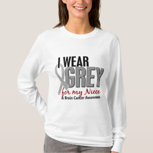 脳腫瘍私は私の姪10のための灰色を身に着けています Tシャツ