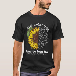 脳腫瘍認識度は誰も明日は一人で歩かない Tシャツ