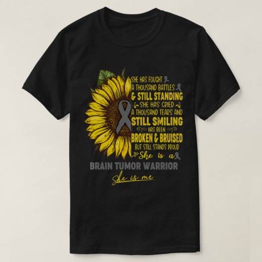 脳腫瘍認識度彼女は脳腫瘍の戦士 Tシャツ (デザイン正面)