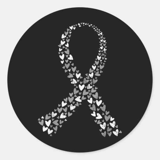 脳腫瘍認識度脳癌グレーリボン男性 ラウンドシール (正面)