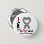 脳腫瘍I衣服グレーリボン夫 缶バッジ (正面&裏面)