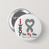 脳腫瘍I衣服グレーリボンfor My Son 缶バッジ (正面&裏面)