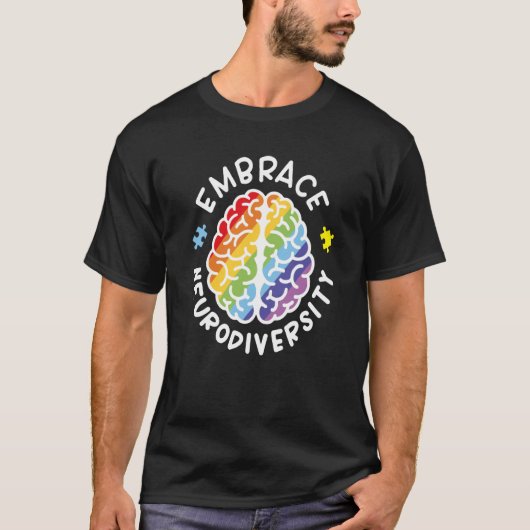 脳自閉症に対する意識の高まりを受け入れる Tシャツ (正面)