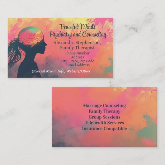脳診カラフル断セラピー精神医学 名刺 (正面/裏面)