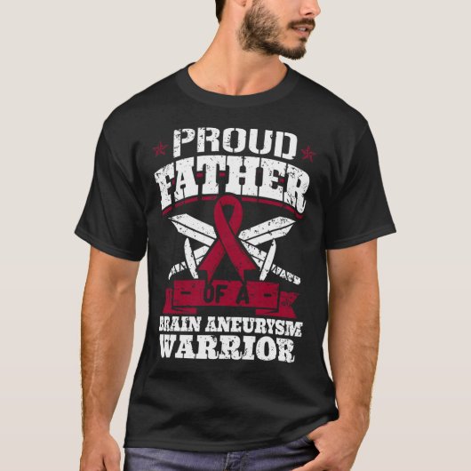 脳誇りを持った動脈瘤戦士認識度の父 Tシャツ (正面)