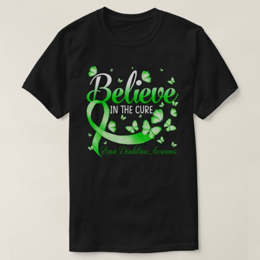 脳障信じ害治療認識度B Tシャツ (デザイン正面)