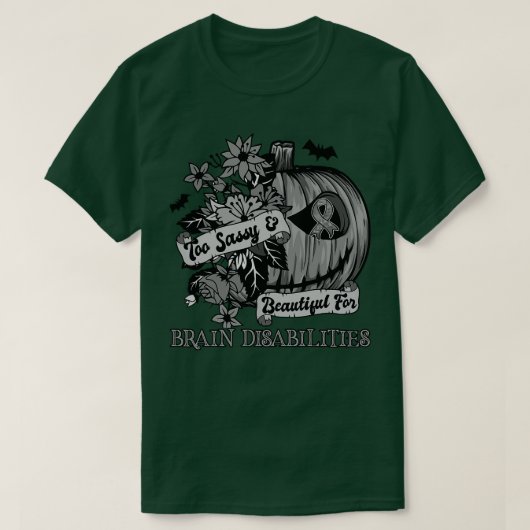 脳障害認識度レトロハロウィーン怖い Tシャツ (デザイン正面)