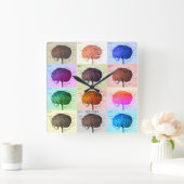 脳/色 スクエア壁時計 (ホーム)