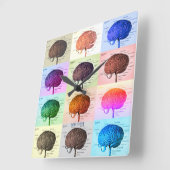 脳/色 スクエア壁時計 (傾斜)