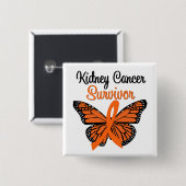腎がんを克服した蝶 缶バッジ (正面&裏面)