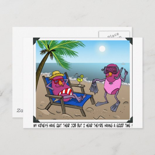 腎不全のユーモア ポストカード (正面/裏面)