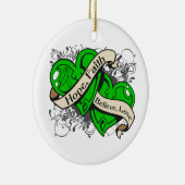 腎疾患希望の信仰デュアルハート セラミックオーナメント (右)