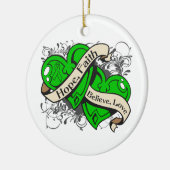 腎疾患希望の信仰デュアルハート セラミックオーナメント (左)