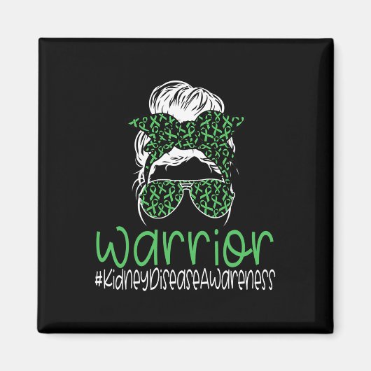 腎疾患認識度移植グリーンリボンM マグネット (正面)