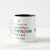 腎科おもしろいナース高素晴らし化 ツートーンマグカップ (正面左)