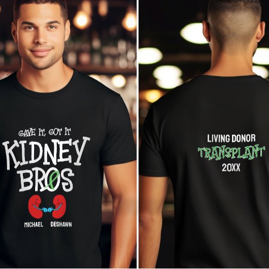 腎移植ドナー&レシピエント男性のカスタム Tシャツ