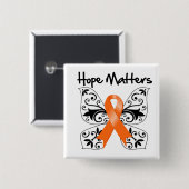 腎臓がん希望の問題(オレンジ色のリボン) 缶バッジ (正面&裏面)