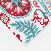 腎臓のダマスク織の赤およびティール(緑がかった色) フリースブランケット (角)