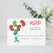 腎臓の数珠バルーンカスタマイズ可能なパーティーRSVP 出欠カード (スタンド正面)