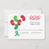 腎臓の数珠バルーンカスタマイズ可能なパーティーRSVP 出欠カード (正面)