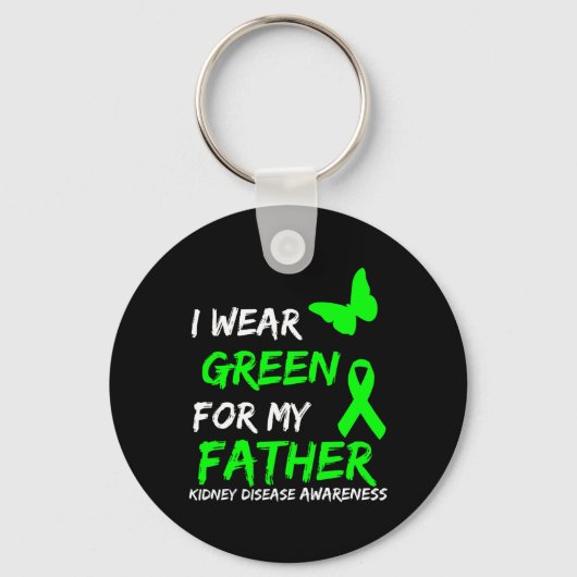 腎臓の病気I衣服の緑のために私の父リボン1 キーホルダー (正面)