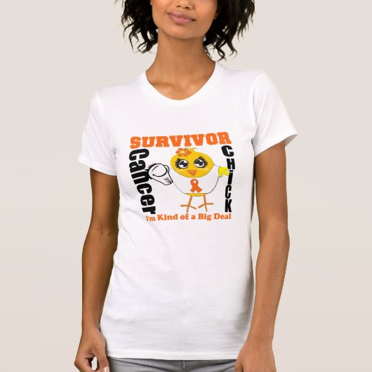 腎臓の蟹座の生存者のひよこのリボン Tシャツ (正面)