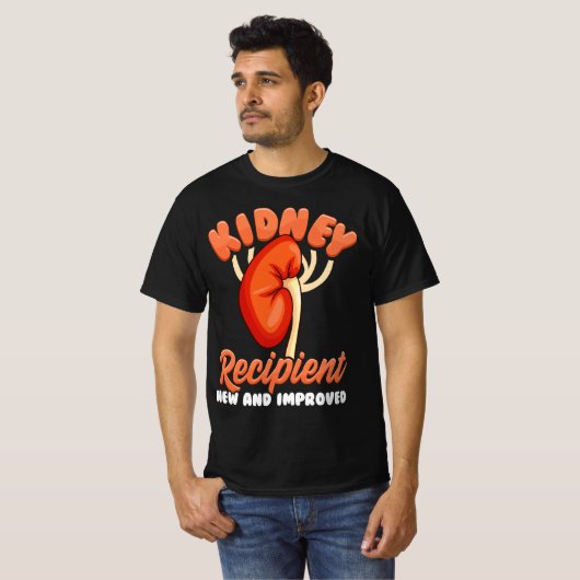 腎臓を受け取る人が新しくなり、ノベルティの土産を改善 Tシャツ (正面フル)